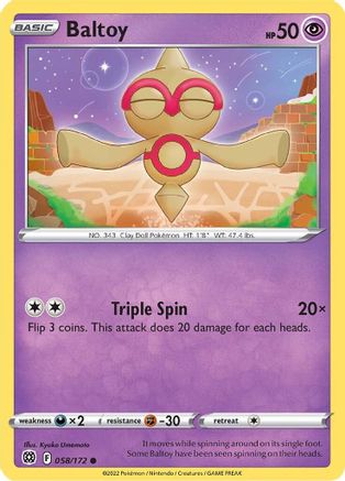 Baltoy 058/172 - Reverse Holofoil SWSH09 Brilliant Stars - Common