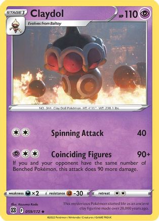 Claydol 059/172 - Reverse Holofoil SWSH09 Brilliant Stars - Uncommon