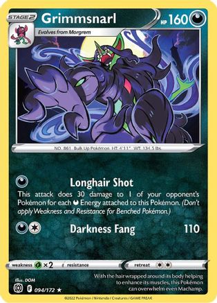 Grimmsnarl 094/172 - Reverse Holofoil SWSH09 Brilliant Stars - Rare