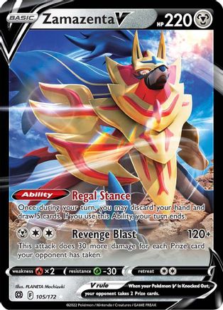Zamazenta V 105/172 - Holofoil SWSH09 Brilliant Stars - Ultra Rare