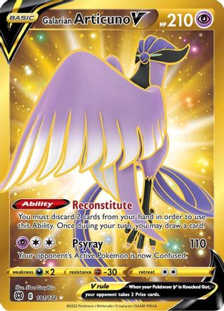 Galarian Articuno V (Secret) 181/172 - Holofoil SWSH09 Brilliant Stars - Secret Rare