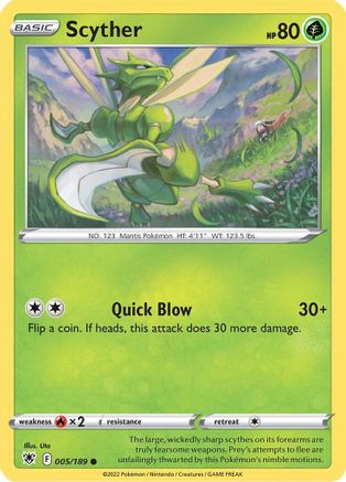 Scyther (005) 005/189 - Reverse Holofoil SWSH10 Astral Radiance - Common