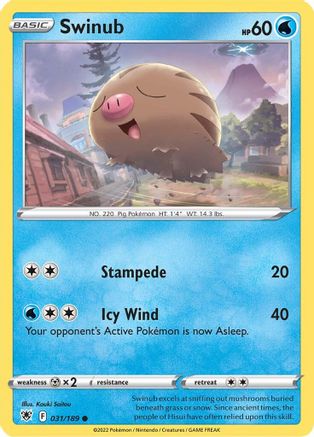 Swinub 031/189 - Reverse Holofoil SWSH10 Astral Radiance - Common