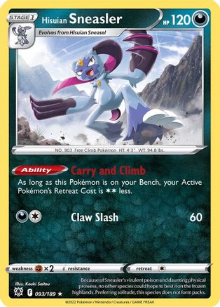 Hisuian Sneasler 093/189 - Holofoil SWSH10 Astral Radiance - Holo Rare