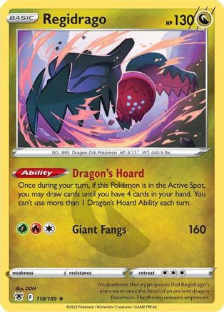 Regidrago 118/189 - Reverse Holofoil SWSH10 Astral Radiance - Rare