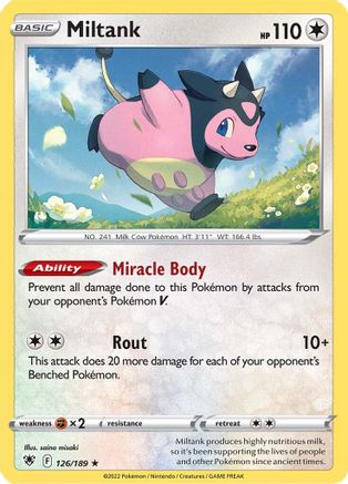 Miltank 126/189 - Holofoil SWSH10 Astral Radiance - Holo Rare