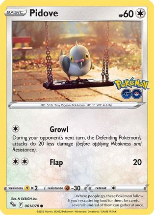 Pidove 061/078 Pokemon GO - Common