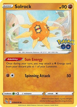 Solrock 039/078 Pokemon GO - Uncommon