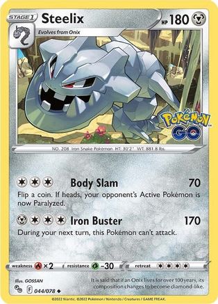 Steelix 044/078 - Reverse Holofoil Pokemon GO - Uncommon