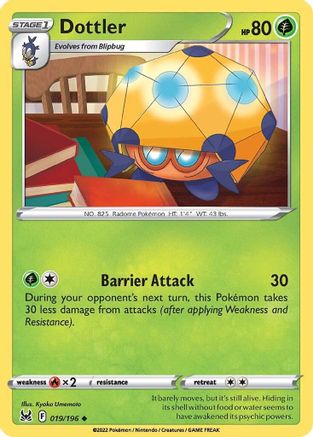 Dottler 019/196 - Reverse Holofoil SWSH11 Lost Origin - Uncommon