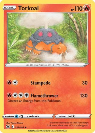 Torkoal 023/196 - Reverse Holofoil SWSH11 Lost Origin - Uncommon