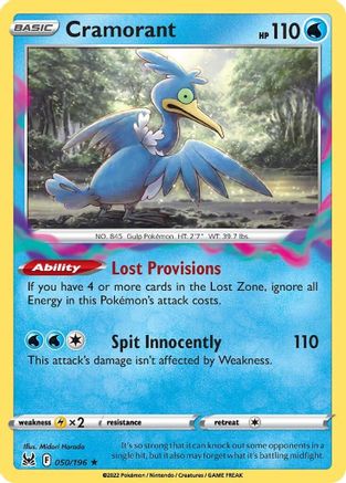 Cramorant 050/196 - Reverse Holofoil SWSH11 Lost Origin - Rare