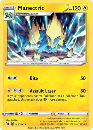 Manectric 055/196 - Reverse Holofoil SWSH11 Lost Origin - Rare