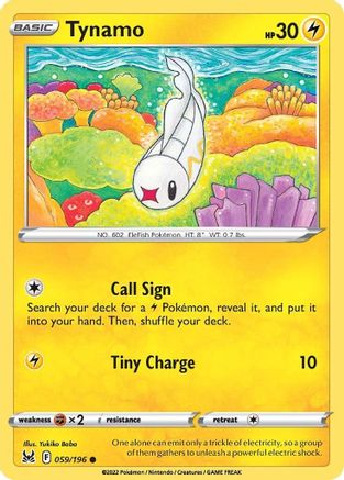 Tynamo 059/196 - Reverse Holofoil SWSH11 Lost Origin - Common