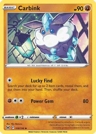 Carbink 108/196 - Reverse Holofoil SWSH11 Lost Origin - Uncommon