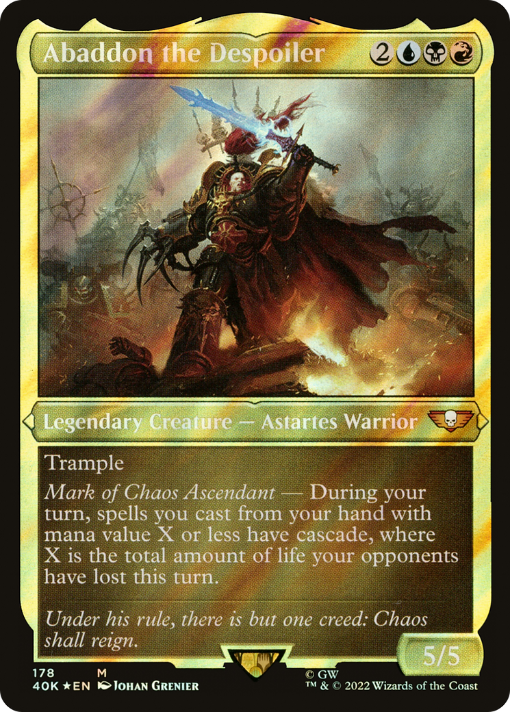 Abaddon the Despoiler (Display Commander) (Surge Foil) - Thick Stock (40K-178) - Warhammer 40,000 Commander Foil