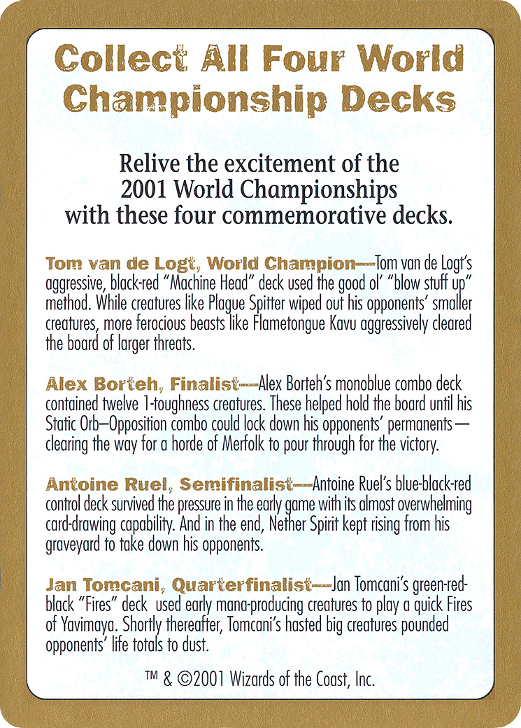 2001 World Championships Ad (WCD-) - World Championship Decks 2001