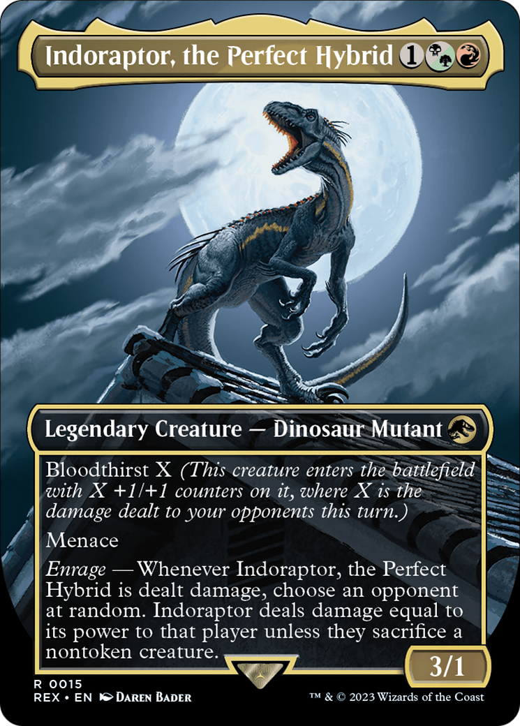 Indoraptor, the Perfect Hybrid (Borderless) (REX-015) - Jurassic World Collection (Borderless) Foil