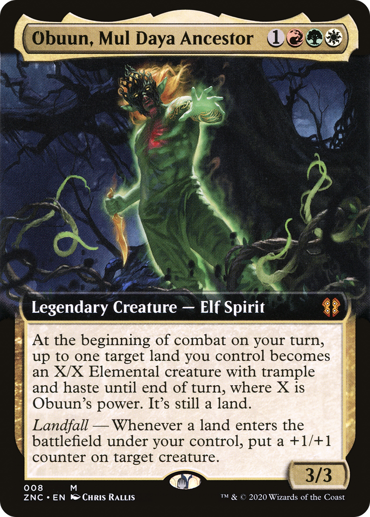 Obuun, Mul Daya Ancestor (Extended Art) (ZNC-008) - Zendikar Rising Commander: (Extended Art) Foil
