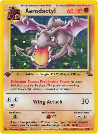 Aerodactyl (1) 001/62 - 1st Edition Holofoil Fossil - Holo Rare