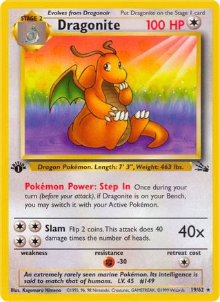 Dragonite (19) 019/62 - Unlimited Fossil - Rare
