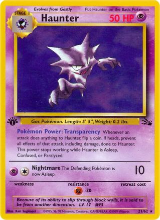 Haunter (21) 021/62 - 1st Edition Fossil - Rare