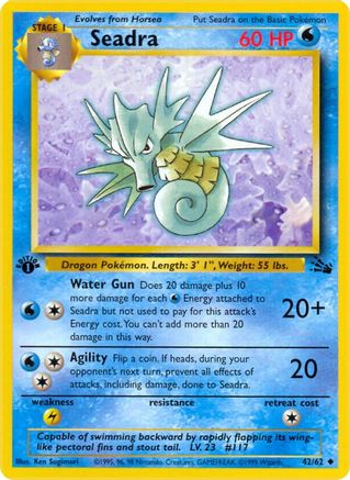 Seadra 042/62 - 1st Edition Fossil - Uncommon