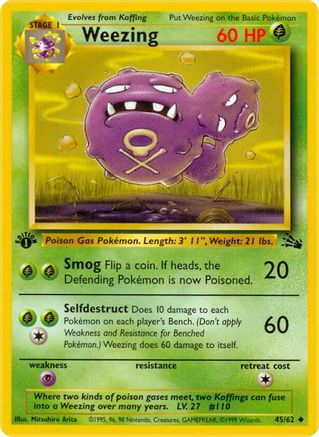 Weezing 045/62 - 1st Edition Fossil - Uncommon