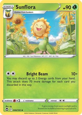 Sunflora 006/195 - Reverse Holofoil SWSH12 Silver Tempest - Uncommon