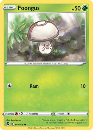 Foongus 011/195 - Reverse Holofoil SWSH12 Silver Tempest - Common