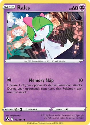 Ralts 067/195 - Reverse Holofoil SWSH12 Silver Tempest - Common