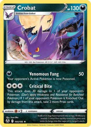 Crobat 105/195 - Reverse Holofoil SWSH12 Silver Tempest - Holo Rare
