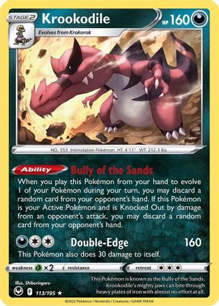 Krookodile 113/195 - Holofoil SWSH12 Silver Tempest - Holo Rare