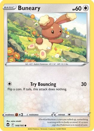 Buneary 144/195 - Reverse Holofoil SWSH12 Silver Tempest - Common
