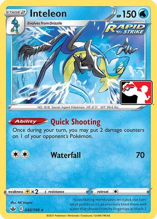 Inteleon (43) 043 - Holofoil Prize Pack Series Cards - Rare