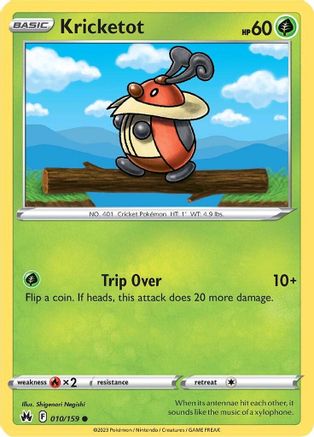Kricketot 010/159 - Reverse Holofoil Crown Zenith - Common