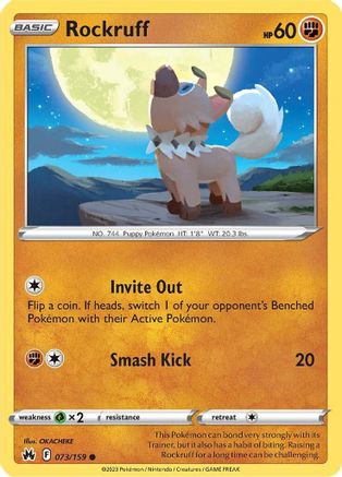 Rockruff 073/159 - Reverse Holofoil Crown Zenith - Common