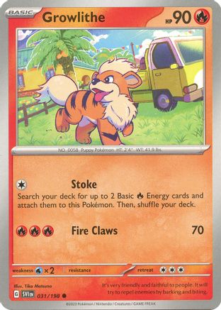 Growlithe 031/198 - Reverse Holofoil SV01 Scarlet & Violet Base Set - Common