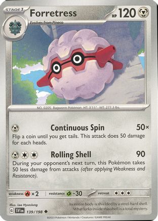 Forretress 139/198 - Reverse Holofoil SV01 Scarlet & Violet Base Set - Uncommon