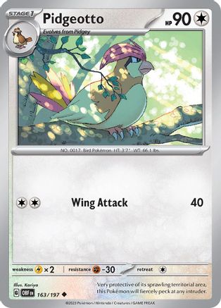 Pidgeotto 163/197 SV03 Obsidian Flames - Uncommon
