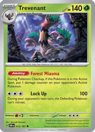 Trevenant 012/197 SV03 Obsidian Flames - Uncommon