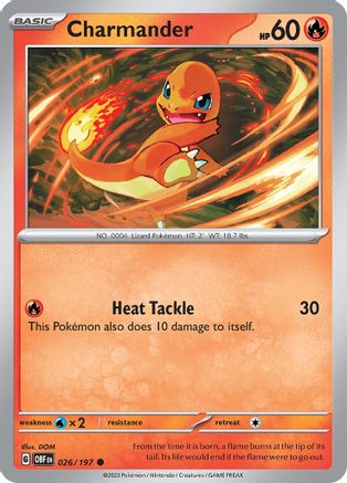 Charmander 026/197 - Reverse Holofoil SV03 Obsidian Flames - Common