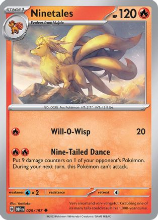 Ninetales 029/197 - Reverse Holofoil SV03 Obsidian Flames - Uncommon