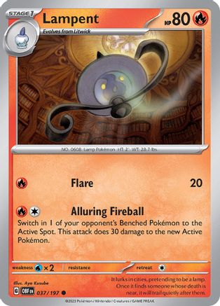 Lampent 037/197 - Reverse Holofoil SV03 Obsidian Flames - Common