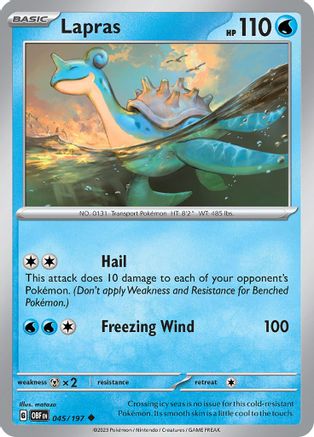 Lapras 045/197 - Reverse Holofoil SV03 Obsidian Flames - Uncommon