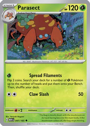 Parasect 047/165 - Reverse Holofoil SV Scarlet & Violet 151 - Uncommon