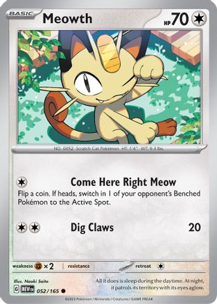 Meowth 052/165 SV Scarlet & Violet 151 - Common