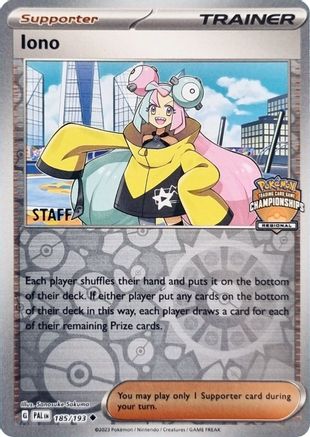 Iono 185/193 - Reverse Holofoil League & Championship Cards - Uncommon