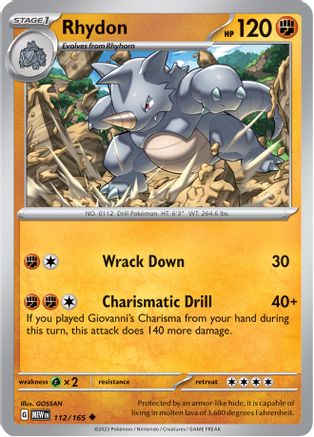Rhydon 112/165 SV Scarlet & Violet 151 - Uncommon