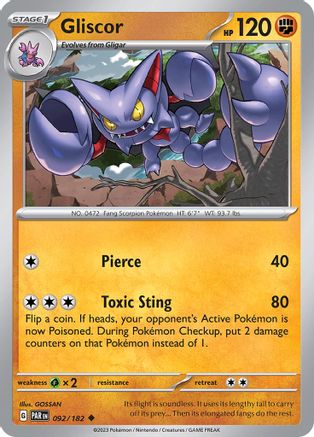 Gliscor 092/182 - Reverse Holofoil SV04 Paradox Rift - Uncommon